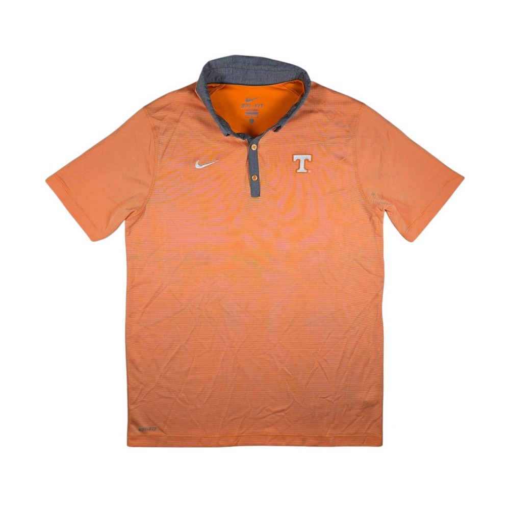 Nike University of Tennessee Volunteers Orange Gray Collar Dri-Fit Polo Men's L